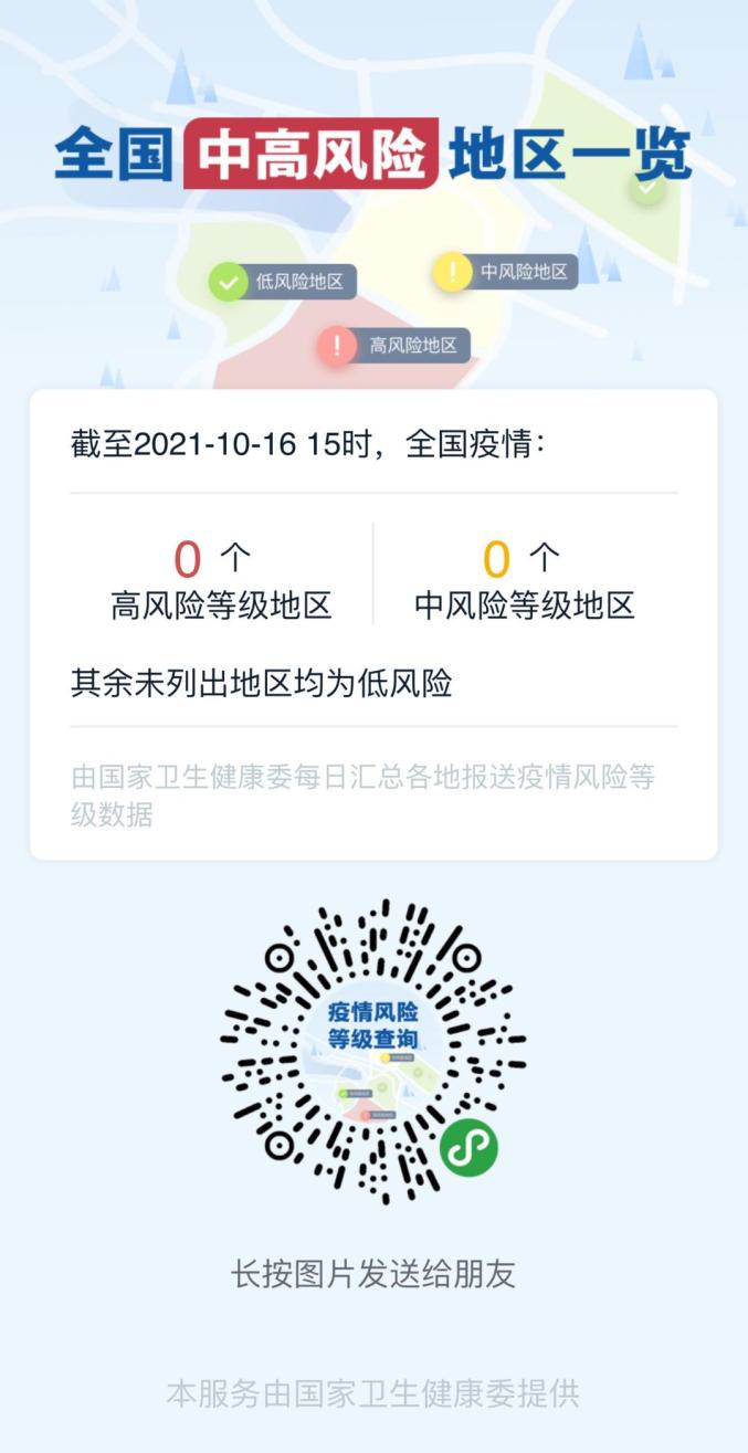 2021年10月16日江西及全国新冠肺炎疫情情况(附中高风险地区名单)