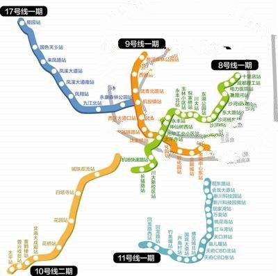 成都地铁17号线:主城区～温江～双流～武侯～青羊～金牛～成华