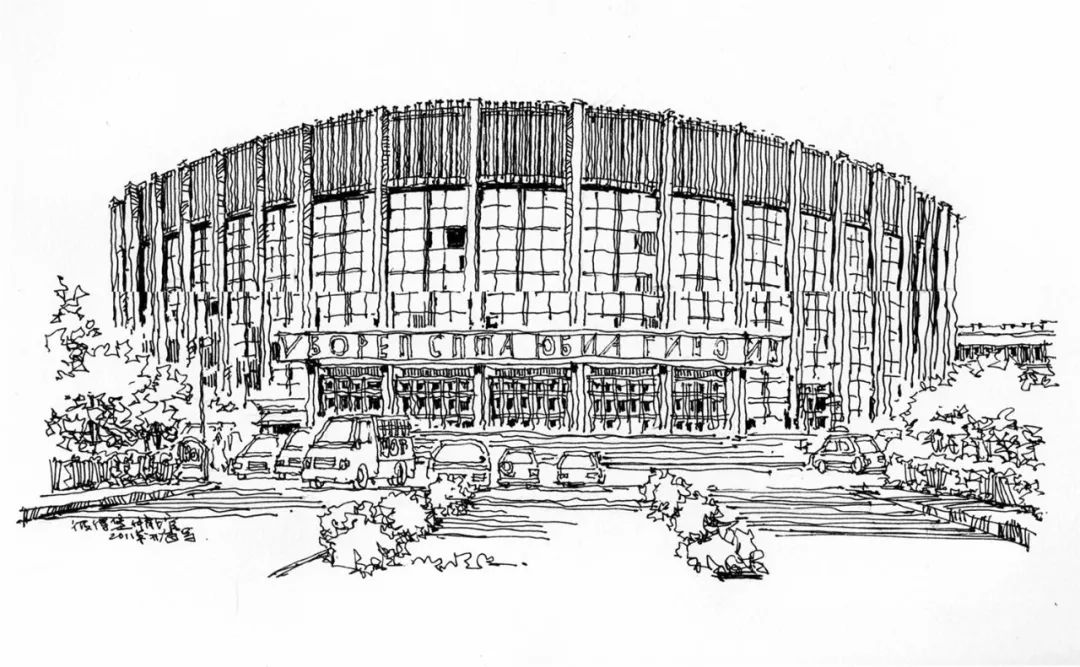 建筑设计手绘-体育馆速写