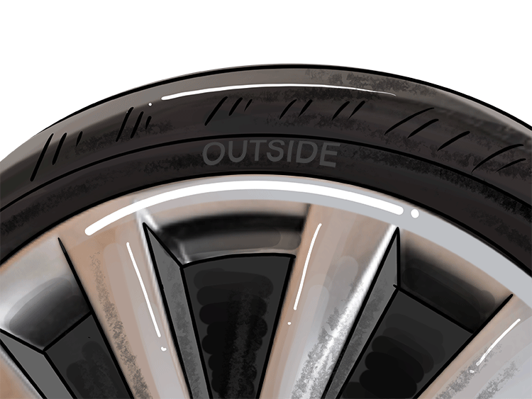 安装轮胎时一定要注意,侧面带英文标识"inside"或"outside"的,"out