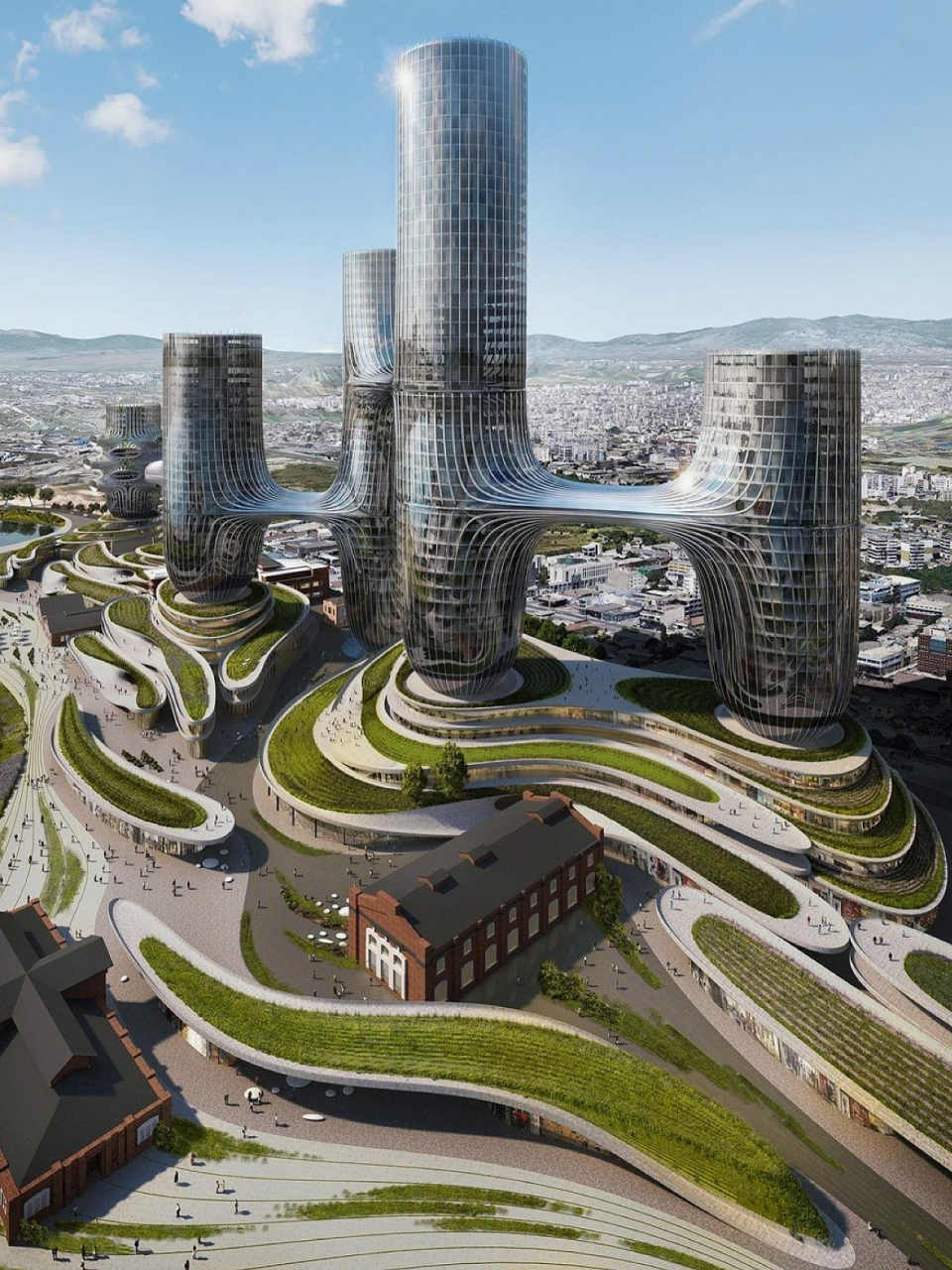 异形的未来城市,建筑参数化设计 这是一个很惊艳的异形建筑案例,曲线