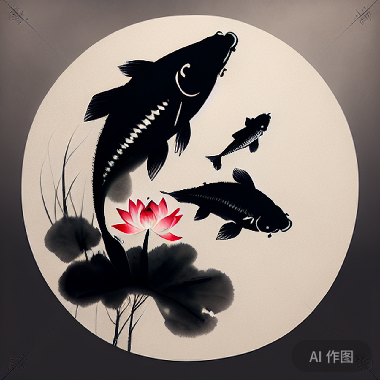 鱼戏莲叶间  #国画