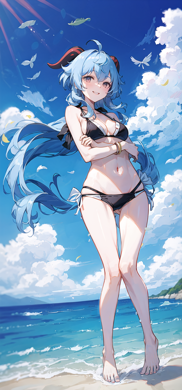 独一无二的动漫壁纸,来自ai绘图的魔法!005——泳装甘雨&刻晴