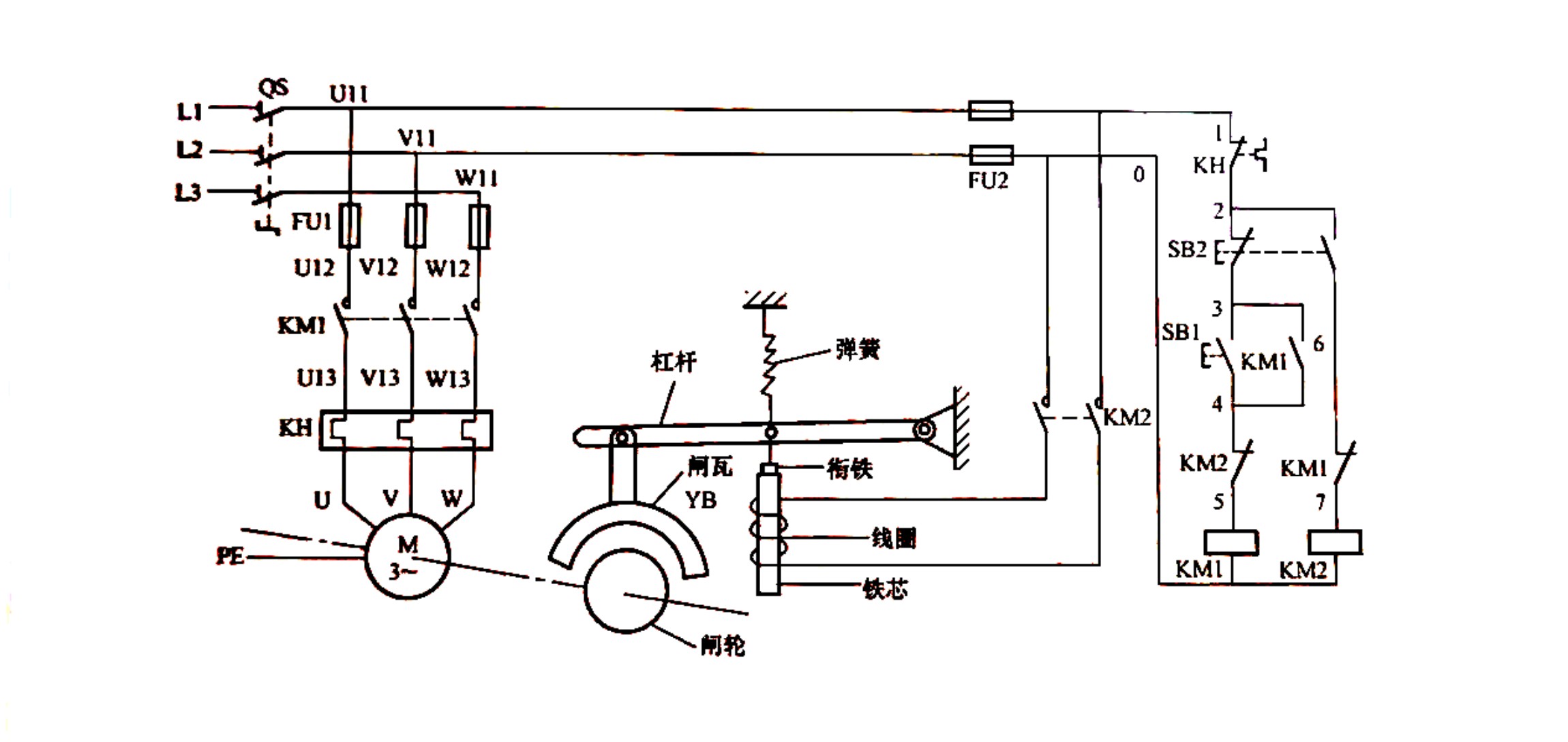 电磁抱闸制动电路运行原理