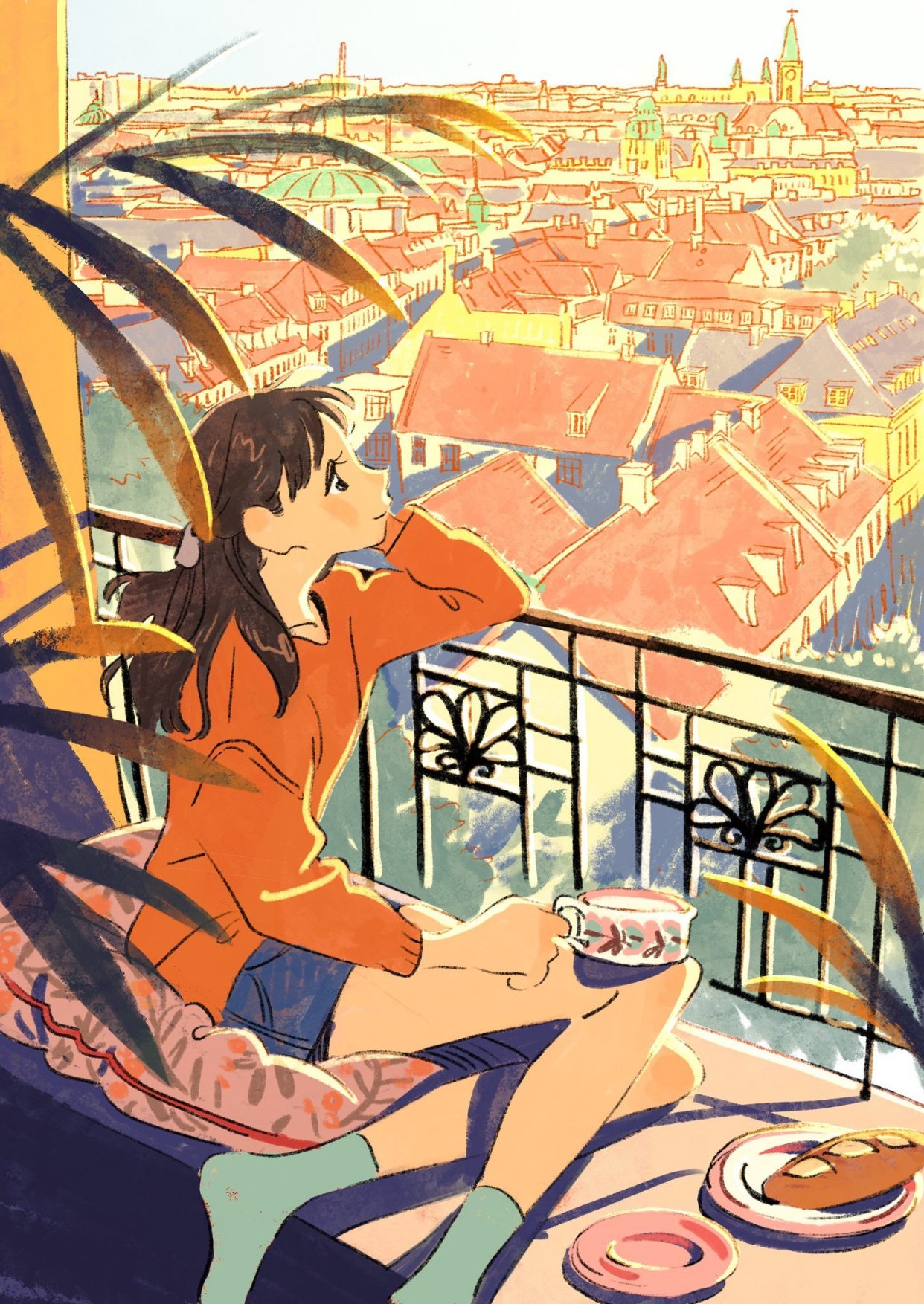 复古感的动漫美少女插画,第一眼就被惊艳到了