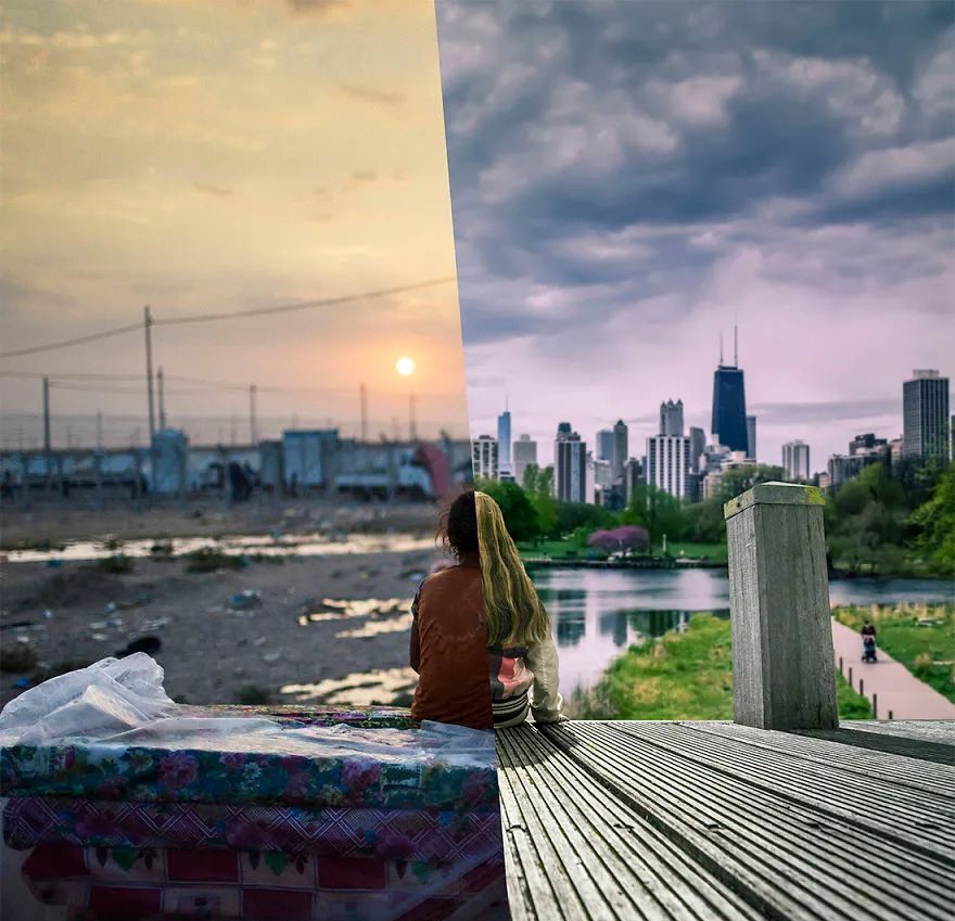 他把两张照片拼在一起后,我们发现这个世界上最残酷的真相