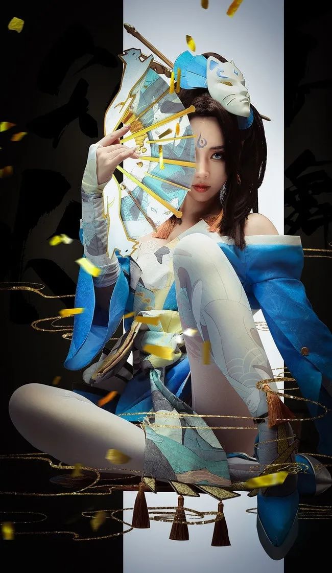 王者荣耀不知火舞魅语皮肤cosplay,美腿白丝神还原