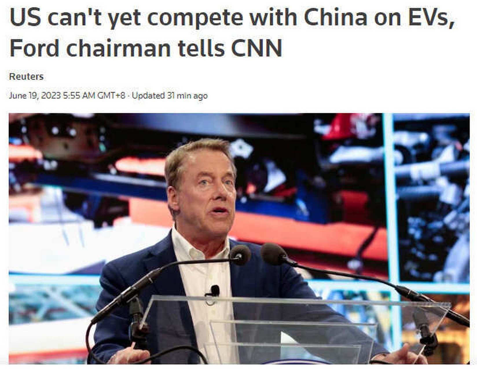 据路透社报道,福特汽车执行董事长比尔99福特表示,美国目前还没有