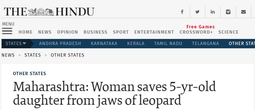 印媒：印度一女子从豹子口中救出5岁女儿!插图