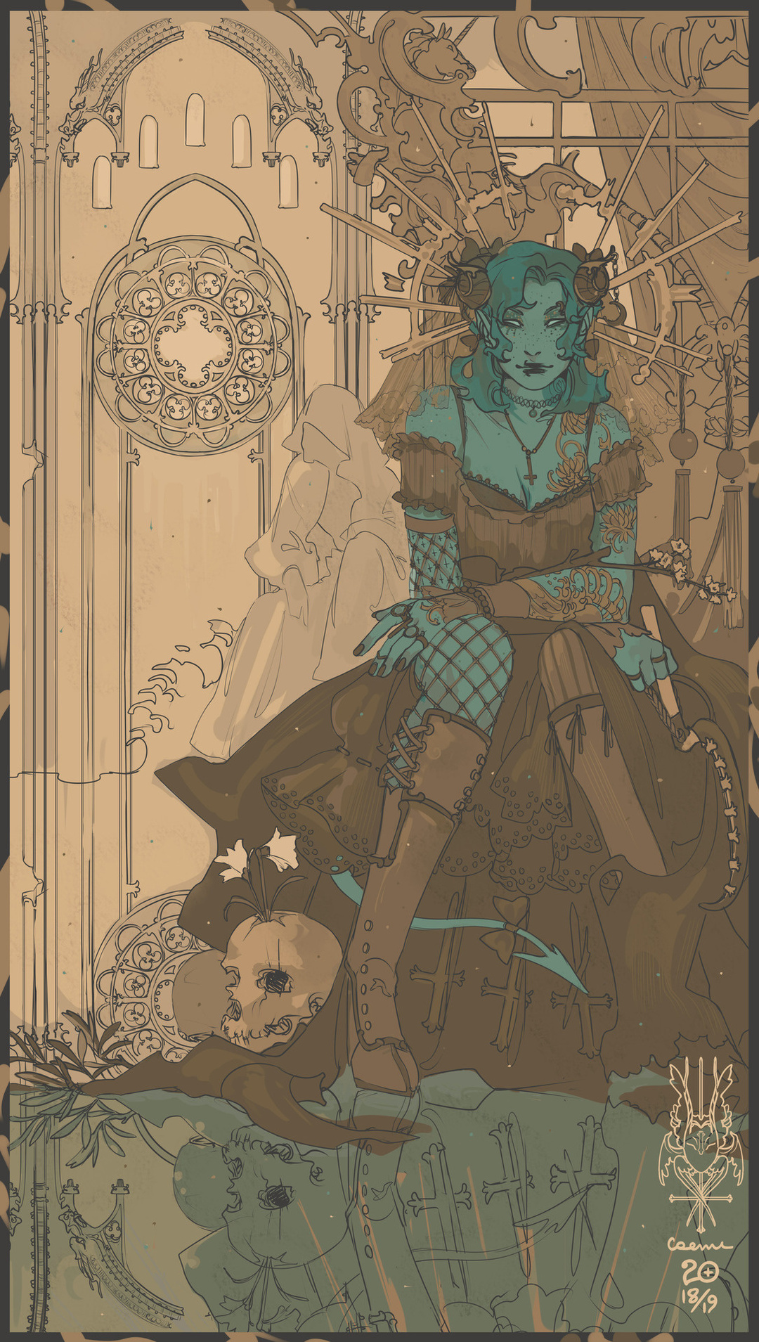 暗淡冷艳的古典板绘画风,素雅神秘感的静谧感