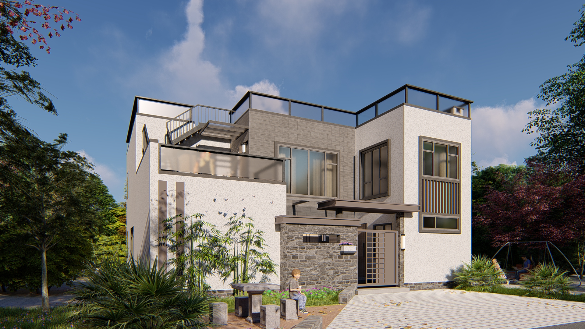 农村自建别墅丨13*13m的现代二层别墅,你理想中的住宅来了