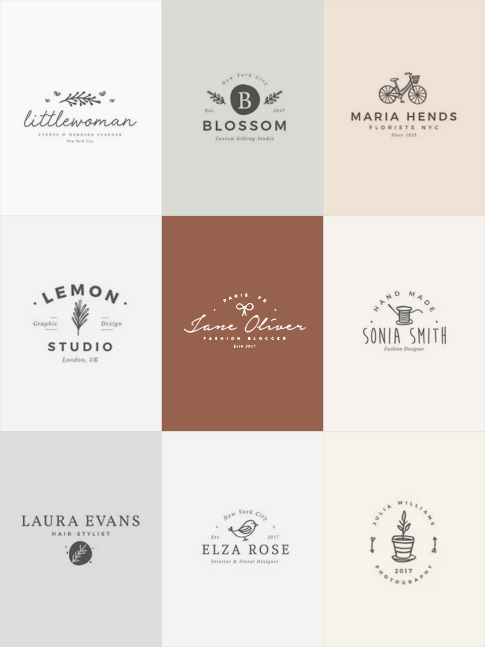 时尚简约小清新花店logo设计 | logo欣赏 简单而随性的插画设计,更加