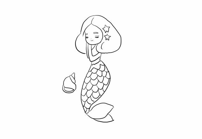 美人鱼简笔画步骤教程