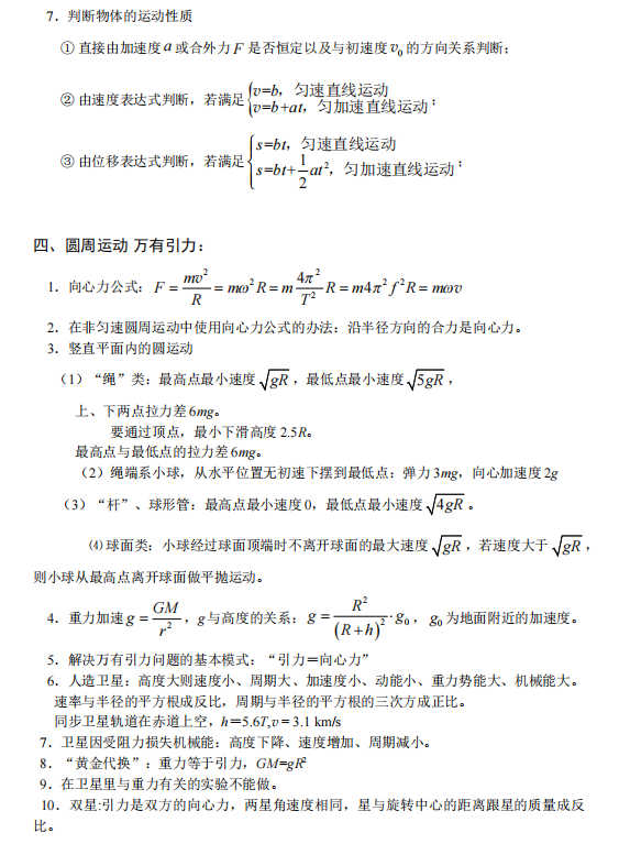 高中物理二级结论合集,选择题可以直接用!