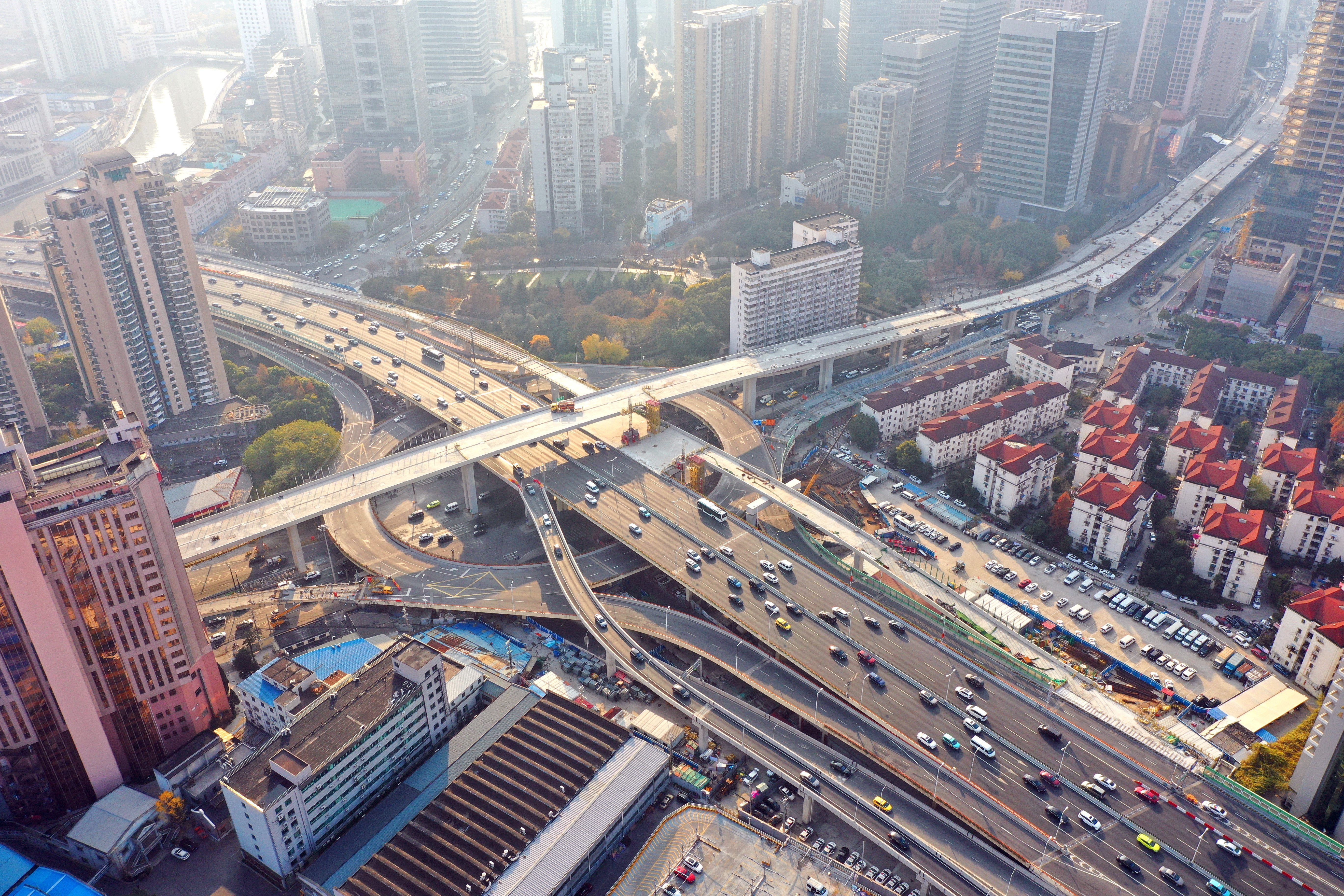 视频丨天目路高架全线(含匝道)结构贯通,互通立交基本形成