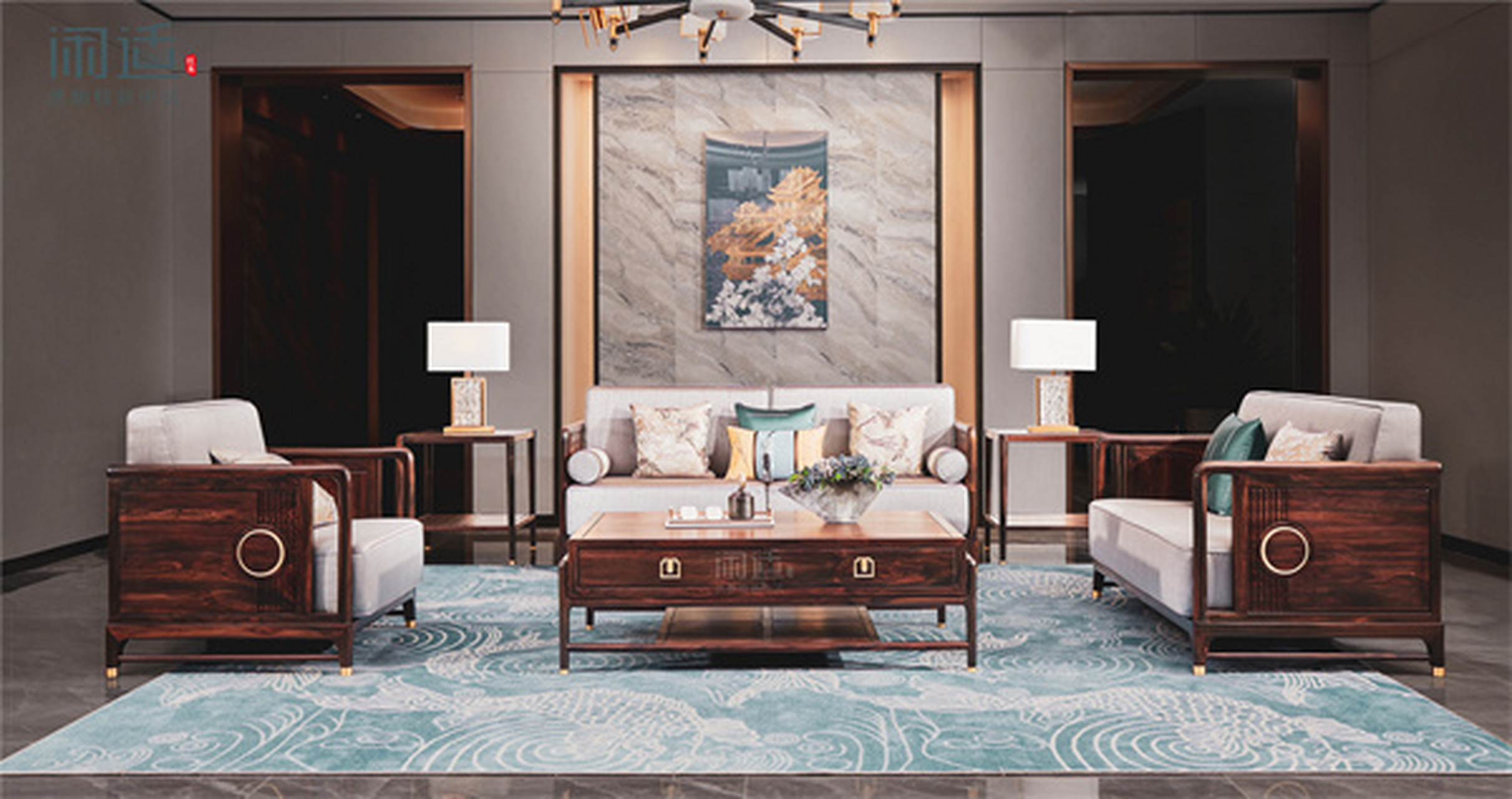 阔叶黄檀(印尼黑酸枝),新中式红木家具沙发,红木圆台餐桌,红木茶桌