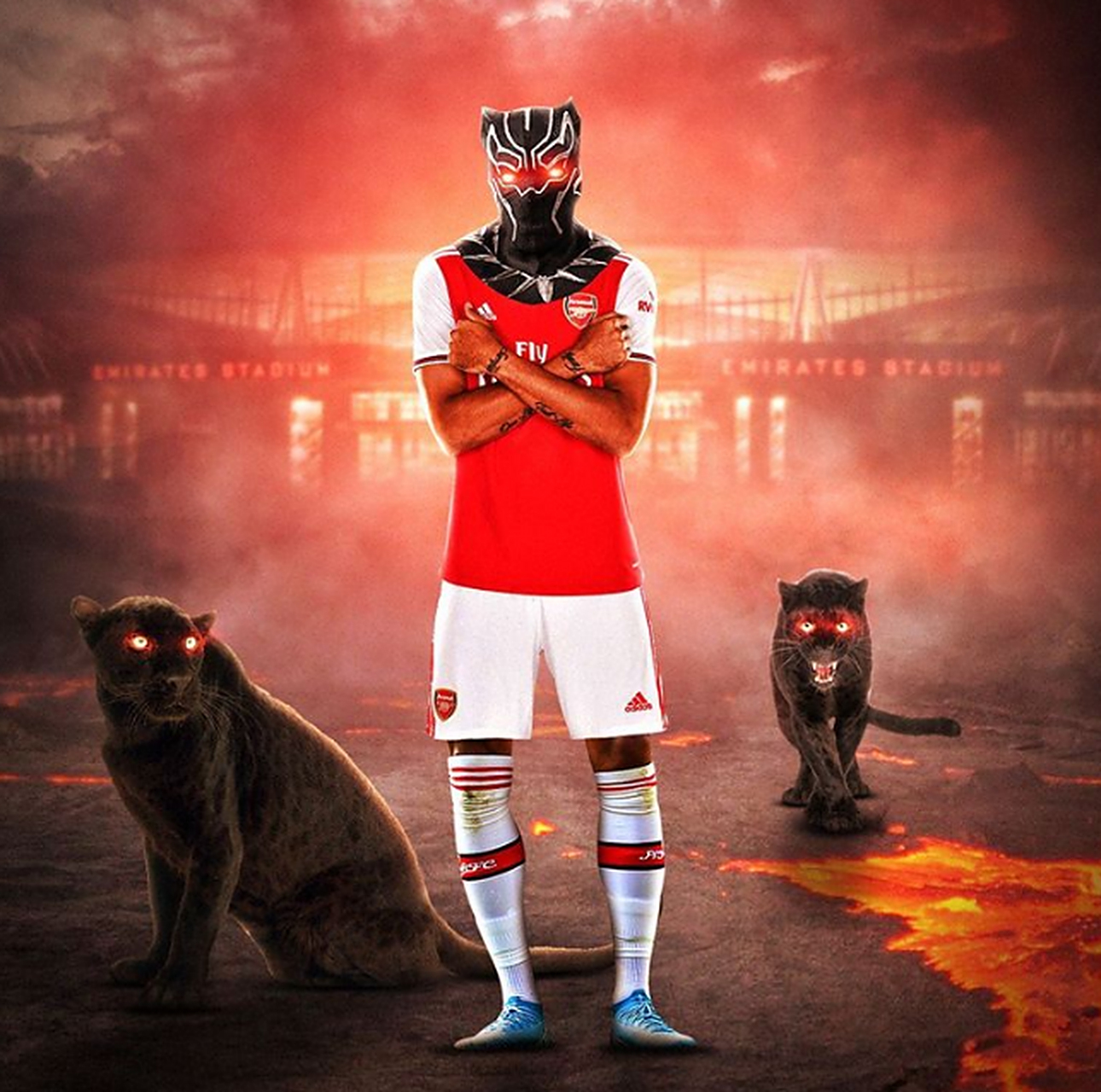 wakanda forever!奥巴梅扬进球后,庆祝动作致敬黑豹