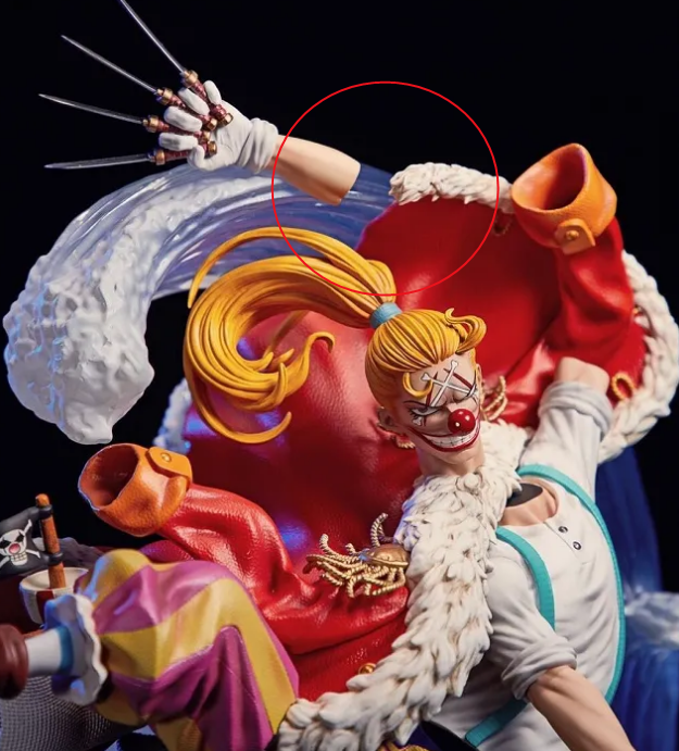 海贼王小丑巴基手办,空中"断臂"太神奇!手办师如何做到的?