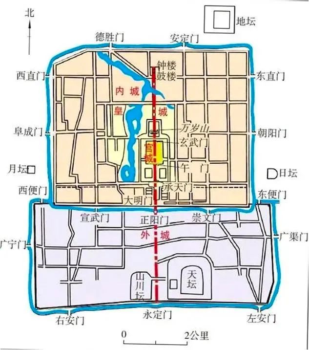 明清北京城平面图高清图片