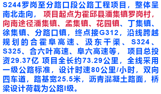 37亿!霍邱s244一期工程基本完工!将连通花园等多地!