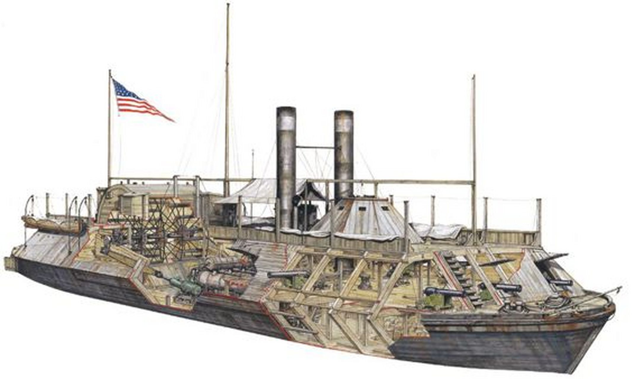 号"属于"城市级"暗堡式内河铁甲舰,1861年末在伊利诺伊州的芒德市建造