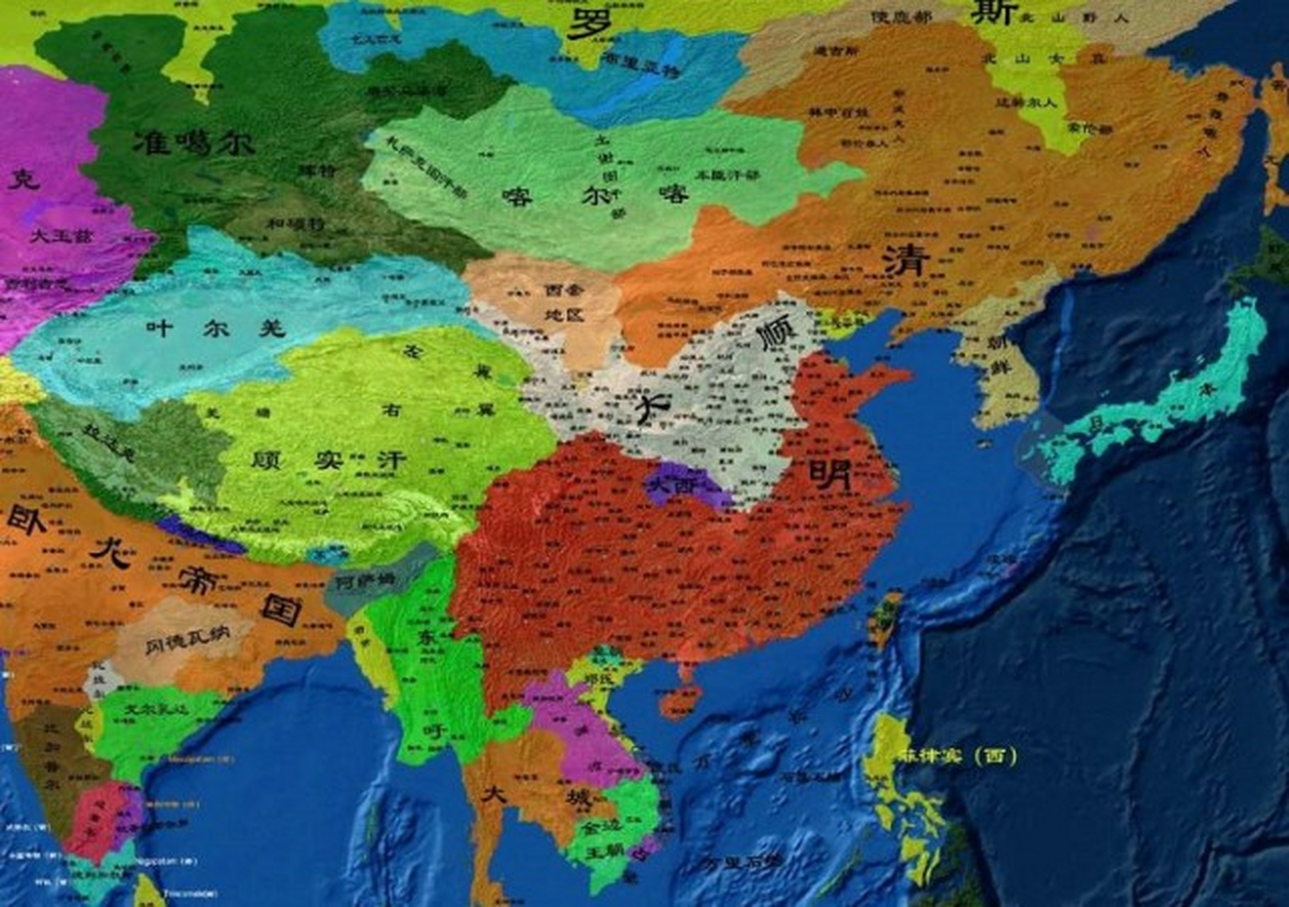 这是清军刚入关时的南明地图.