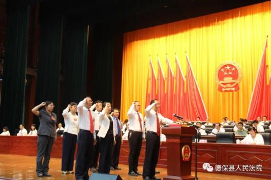 庄严宣誓,卢靖同志当选德保县人民法院院长