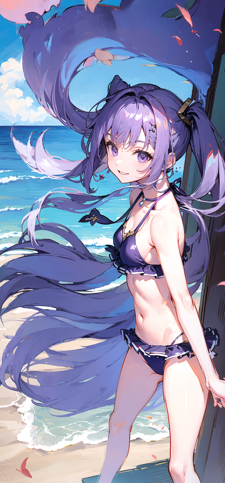 刻晴泳衣精美壁纸,来自ai绘图的魔法!015