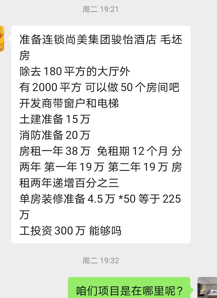 50间客房酒店投资预算图片