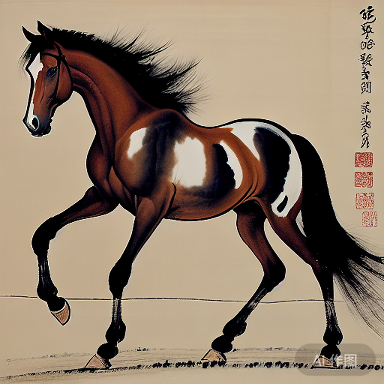 96人工智能绘画的骏马图  随着人工智能技术的不断发展,越来越多的