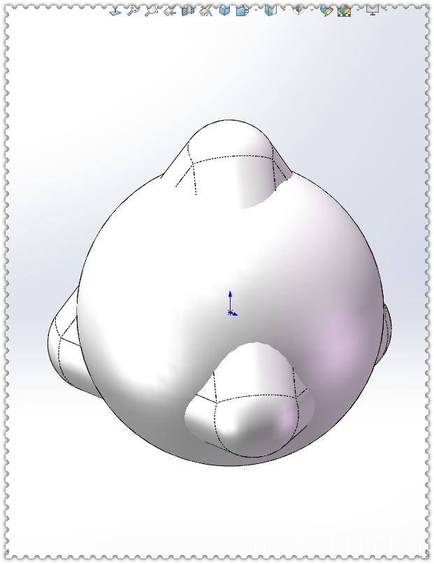 用solidworks畫的正四面體與球體相交圖形