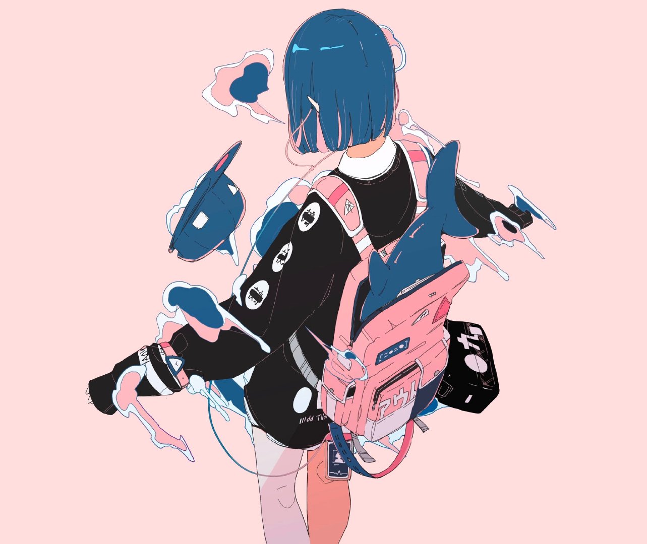 用特殊视角描绘的人物插画,线条轻松随性