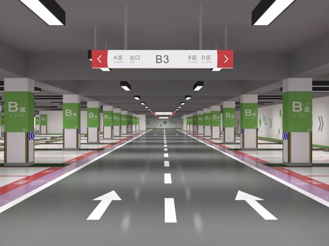 地下停车场规划设计之3d效果图