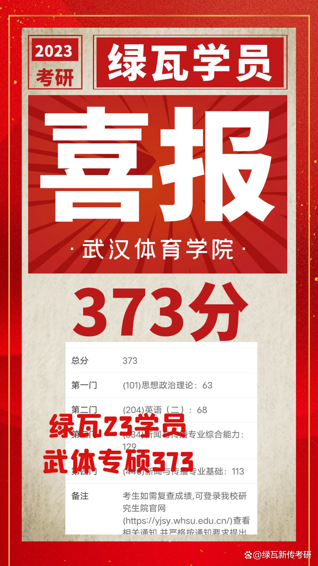 2023绿瓦新传12位家人进入武体新传考研复试,包括专业课第一名!插图10