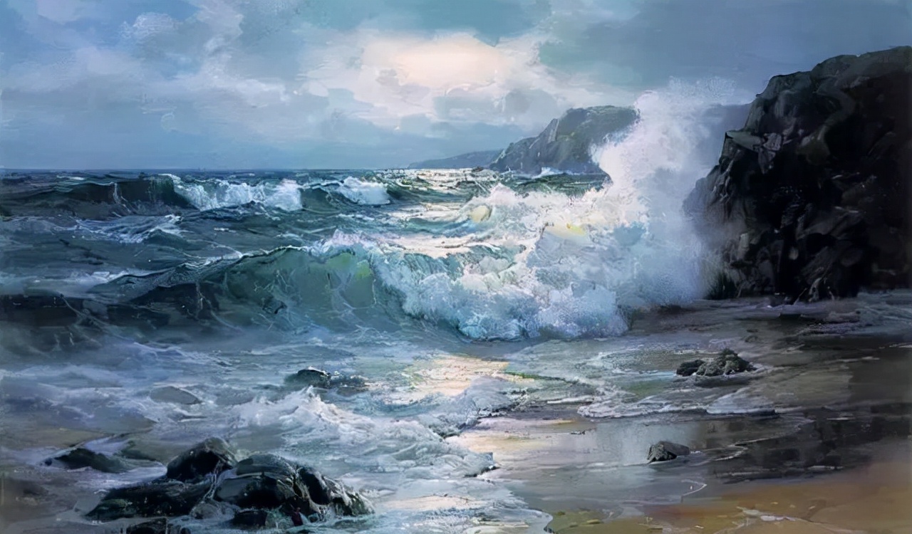 美国画家charles vickery波澜壮阔的海景油画作品