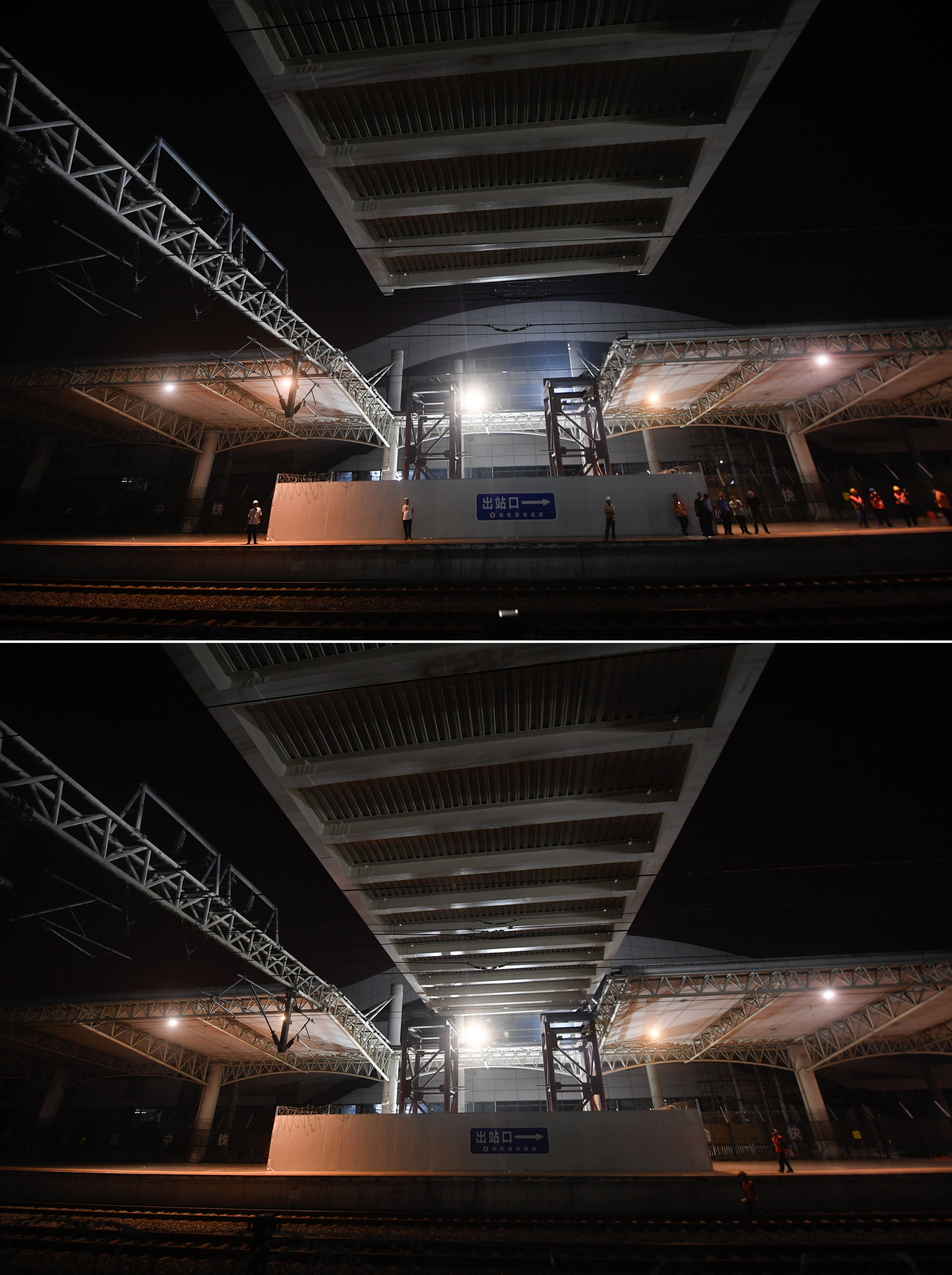 浙江苍南:火车站天桥进行"天窗点"顶推作业(5)