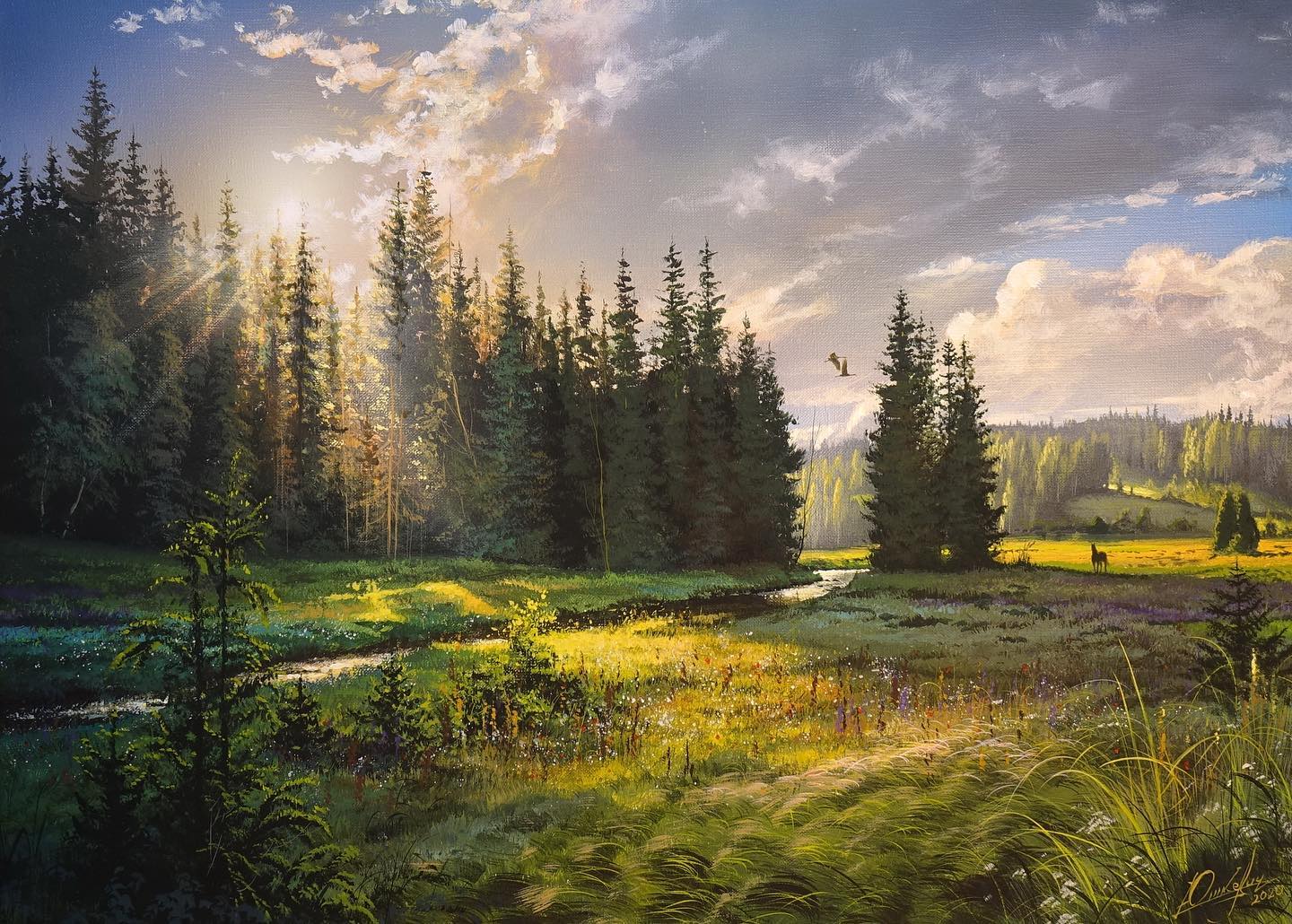 "光影大师"维克多的丙烯风景画作品,值得欣赏!转需