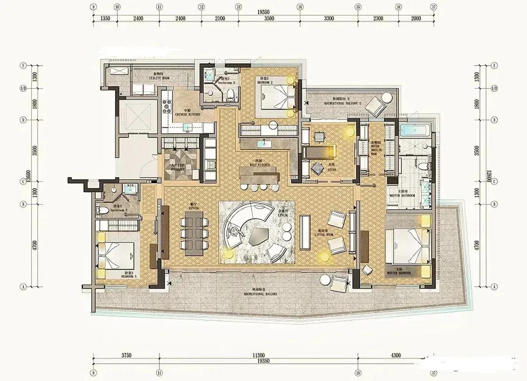 重庆网红户型:260平米的洋房大平层,确实是迷人!