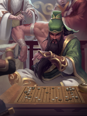 三国杀:武圣关羽刮骨疗毒时,和他下棋的是谁?