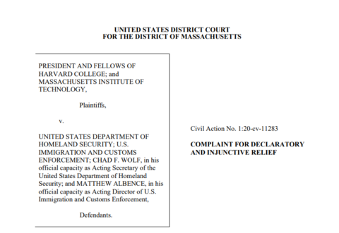 哈佛|在美留学生若只上网课或被要求离境，哈佛和麻省理工起诉美国政府