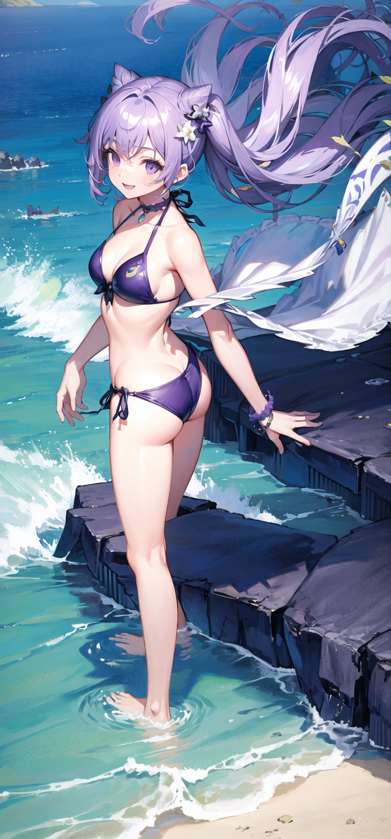 刻晴泳衣精美壁纸,来自ai绘图的魔法!015