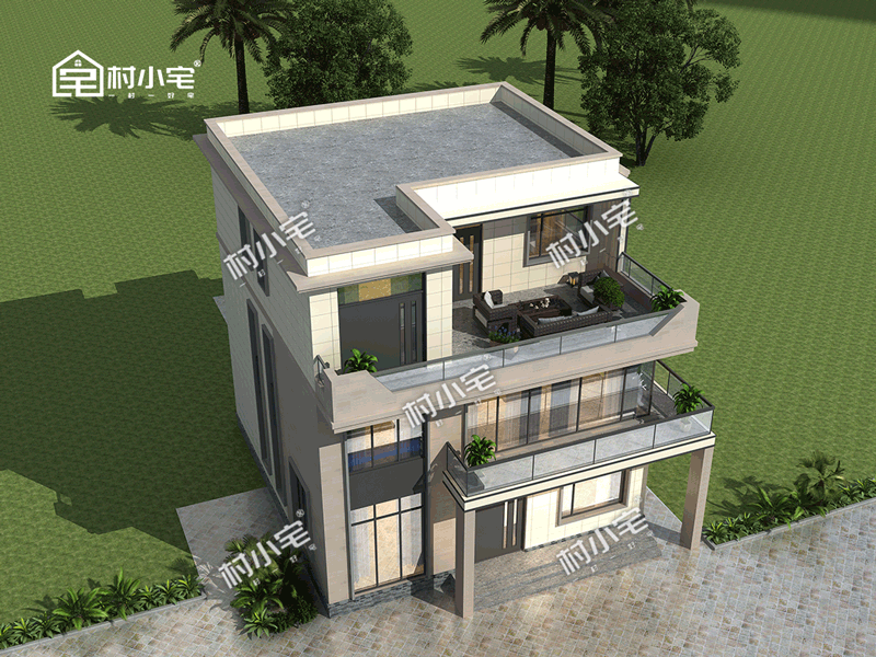 10x12米三层现代别墅方正户型现在很流行