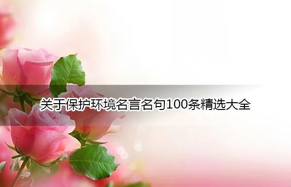 關於保護環境名言名句100條精選大全