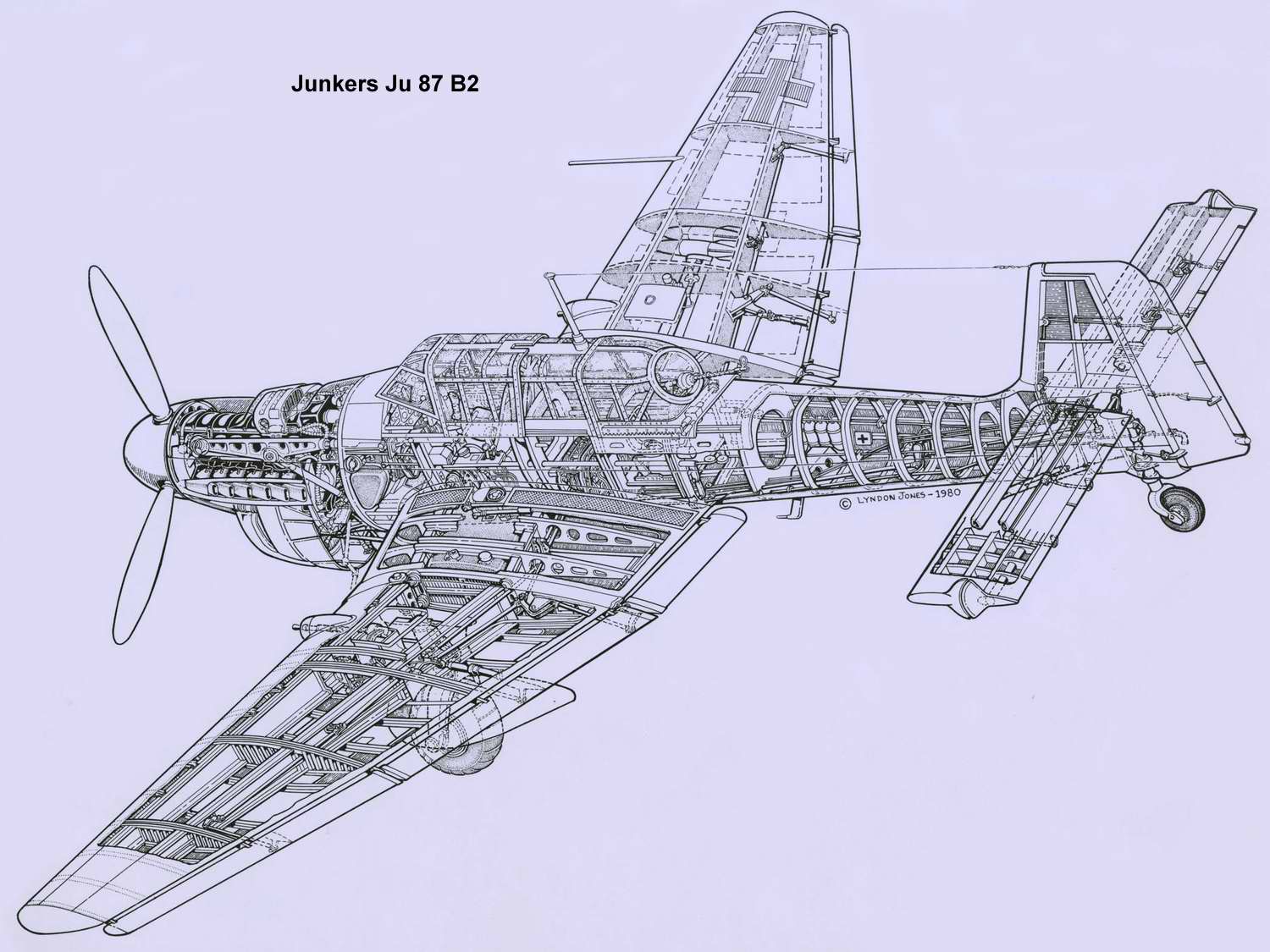 二战英,德军用飞机剖面图(林登·琼斯的画作)