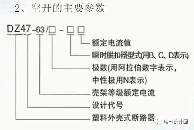 配電箱內空開的主要參數及選用