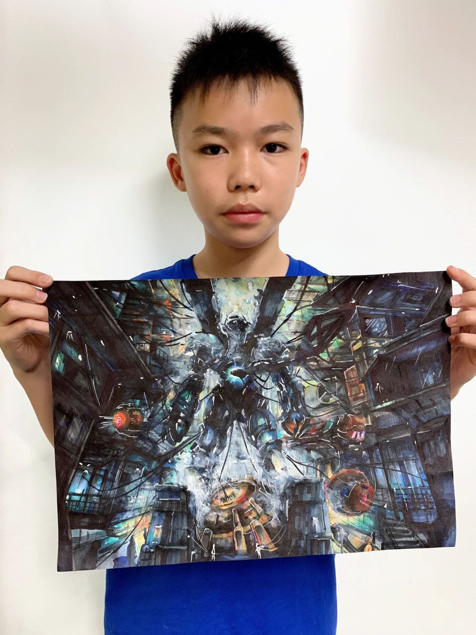 孩子初一了,大家觉得画得怎么样? 科技幻想画创作