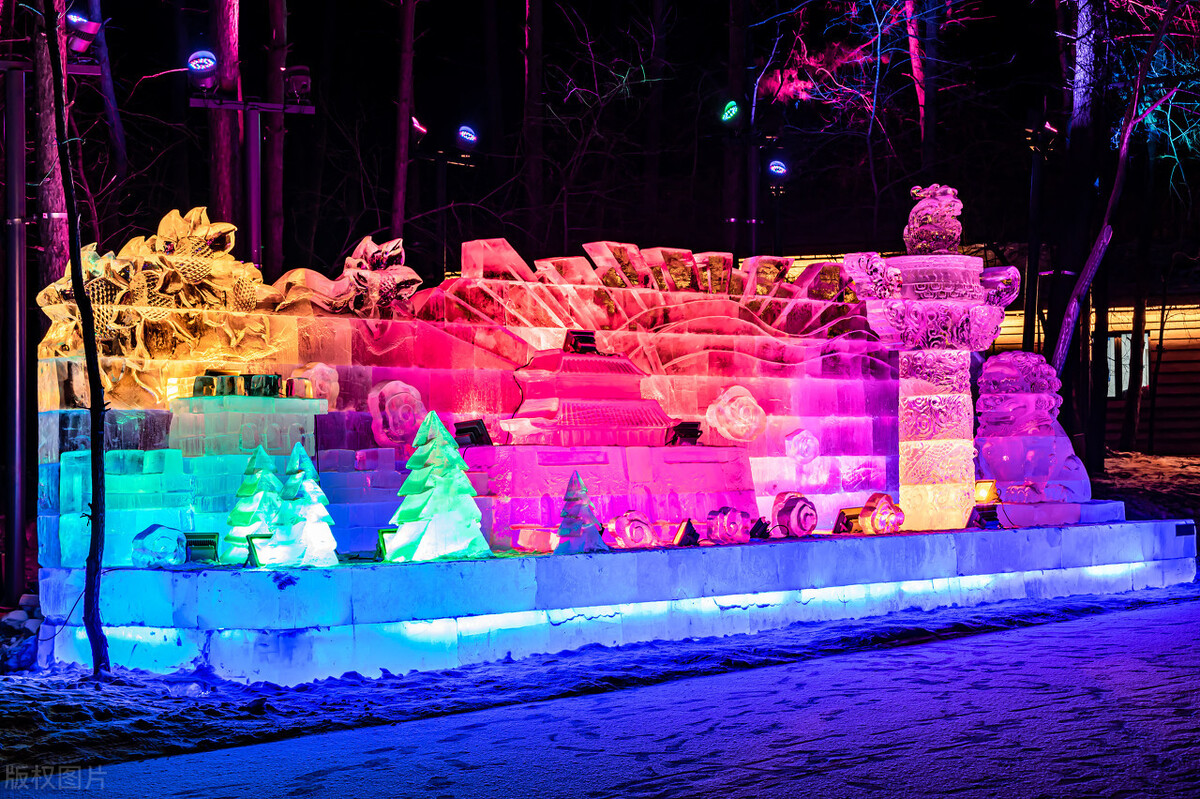 吉林长春,长春净月潭世界夜景及沿途灯光秀景观