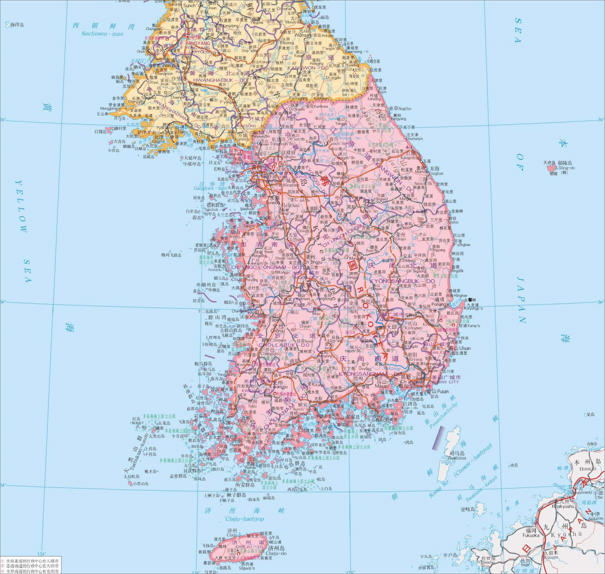 地图上韩国的位置图片
