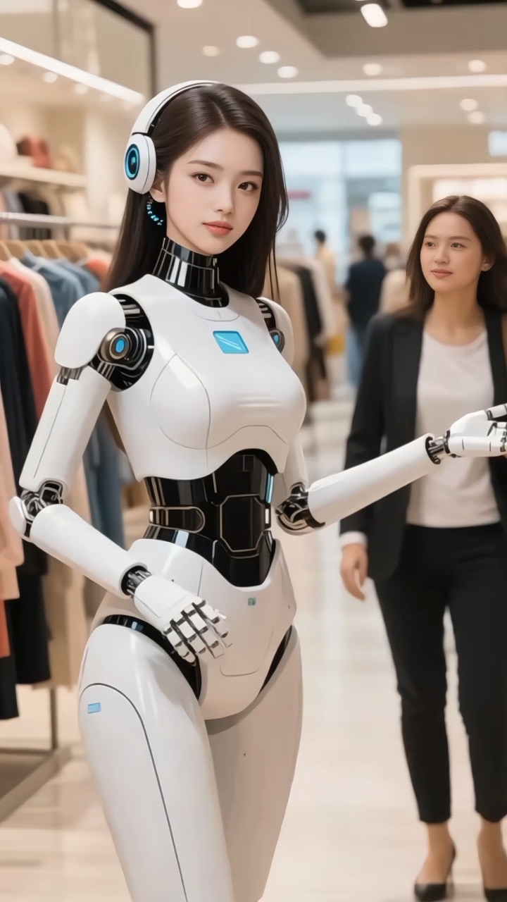 ai 卖衣服的机器人美女售货员