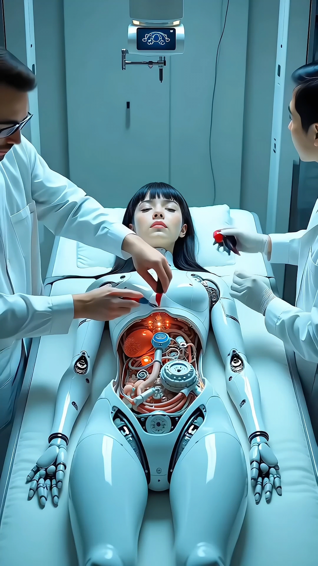 美女机器人装配零件